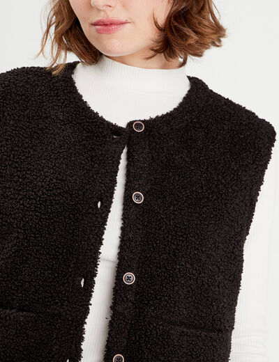 Gilet sans manches effet polaire noir femme
