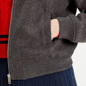 Veste teddy zippée gris foncé femme