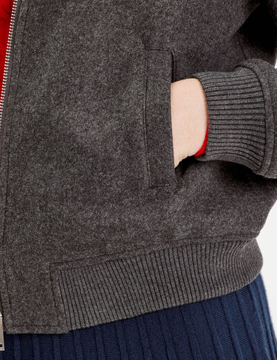 Veste teddy zippée gris foncé femme