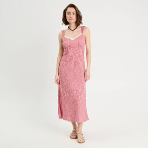 Robe longue évasée rose femme
