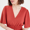 Robe évasée taille élastiquée vieux rose femme