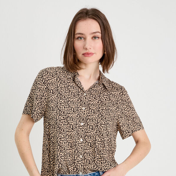 Chemise manches courtes ecru femme