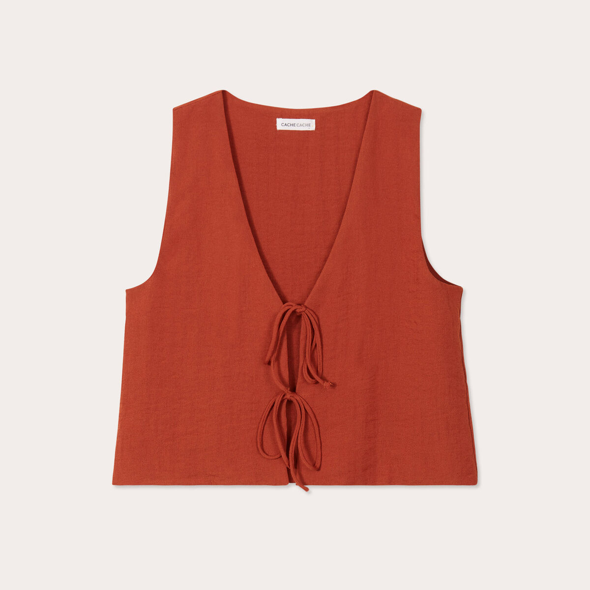 Gilet sans manches noué vieux rose femme