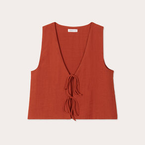 gilet sans manches noue vieux rose femme Gilet sans manches noué vieux rose femme