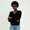Blouse macram&eacute; bas &eacute;lastiqu&eacute; noir femme