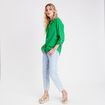 Chemise manches longues contenant du lin vert femme