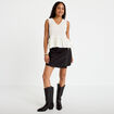 Blouse cintr&eacute;e sans manches col v ecru femme