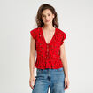 Blouse sans manches nouée rouge femme