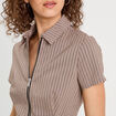 Robe patineuse zipp&eacute;e beige femme