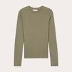 T-shirt cintr&eacute; col rond manches longues vert kaki femme
