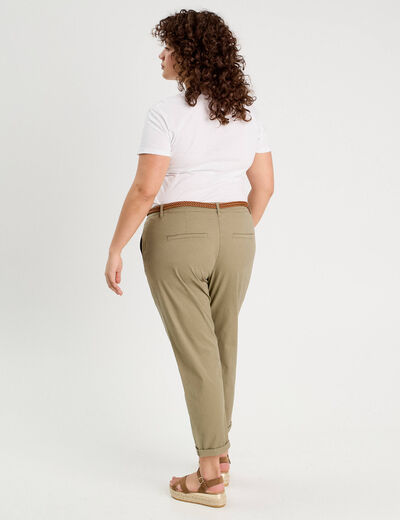 Pantalon chino 7/8ème vert femme