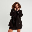 Manteau droit avec capuche noir femme