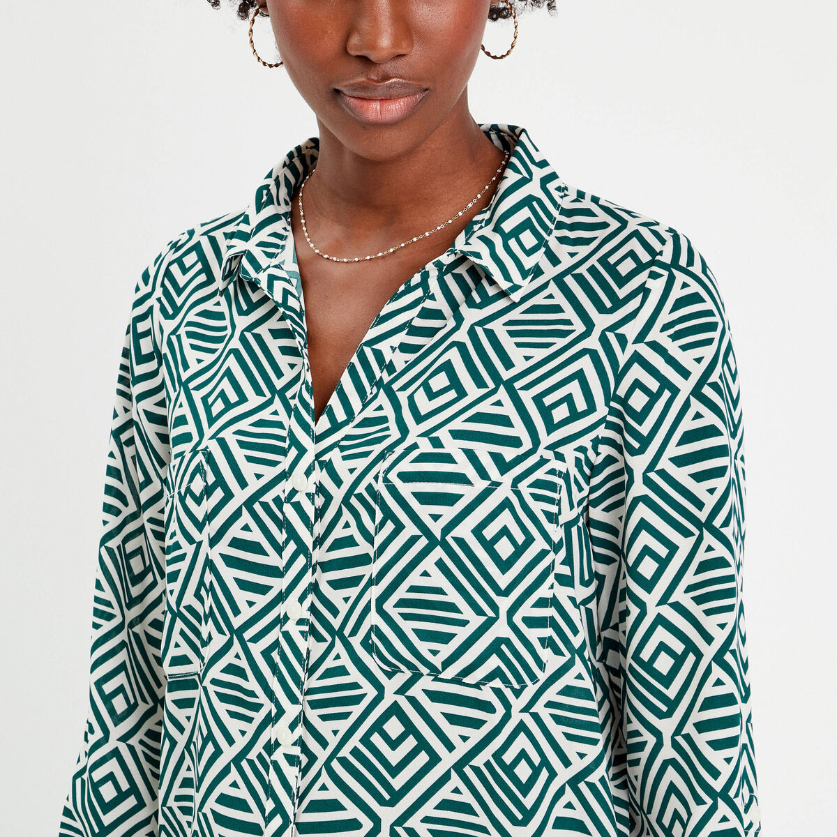 Chemise manches longues blanc femme
