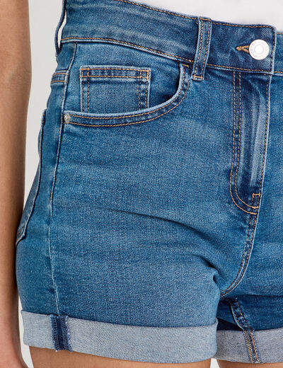 Short slim en jean denim stone femme