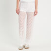 Pantalon dentelle large blanc femme