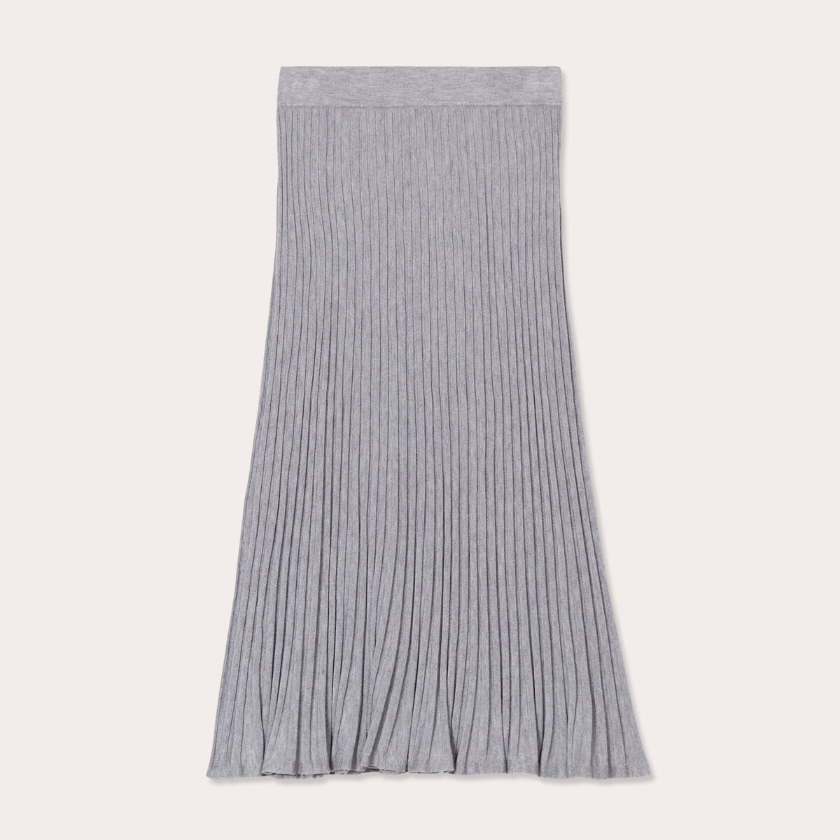 Jupe tricot midi droite gris clair femme