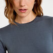 T-shirt cintr&eacute; col rond manches longues gris femme