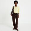 Gilet manches longues jaune clair femme