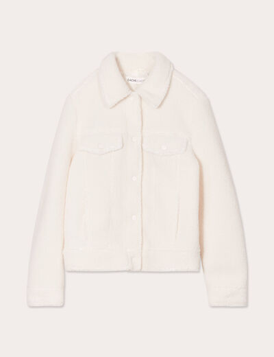 Veste droite boutonnée ecru femme