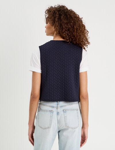 Veste matelassée nouée bleu marine femme
