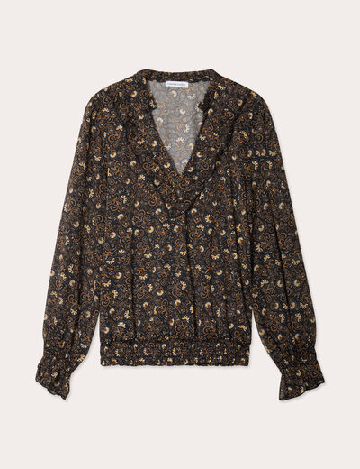 Blouse manches longues marron femme