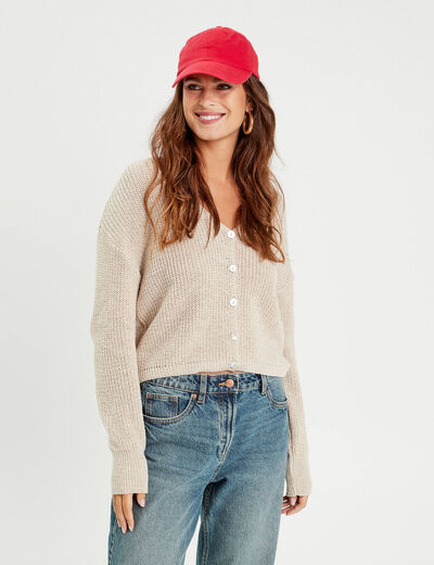 Gilet manches longues sable femme