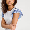 T-shirt manches brodées blanc femme