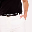 Pantalon cigarette ceintur&eacute; ecru femme