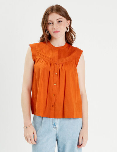 Blouse sans manches orange femme