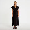 Robe longue &eacute;vas&eacute;e manches courtes noir femme