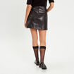 Jupe trapèze simili cuir noir femme