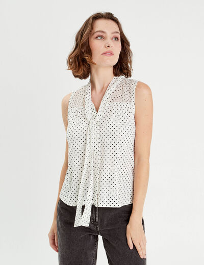Chemise sans manches ecru femme