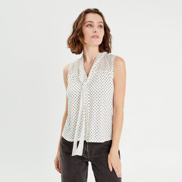 Chemise sans manches ecru femme