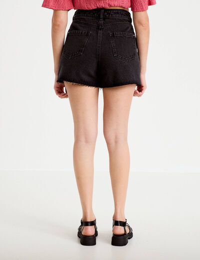 Short en jean 5 poches denim noir femme