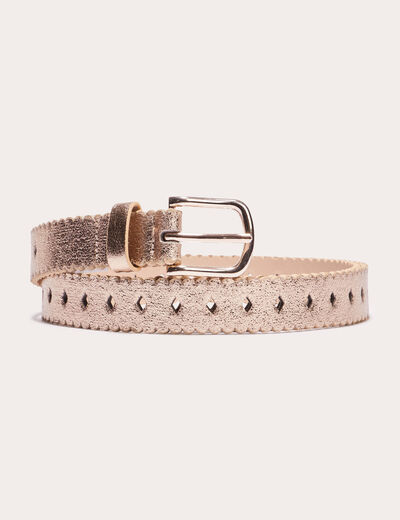Ceinture perforée métallisée couleur or femme