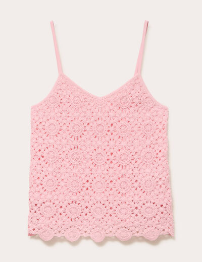 D&eacute;bardeur effet crochet rose corail femme