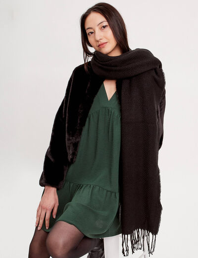 Écharpe à franges noir femme