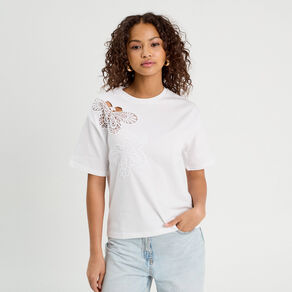 T-shirt manches courtes blanc femme