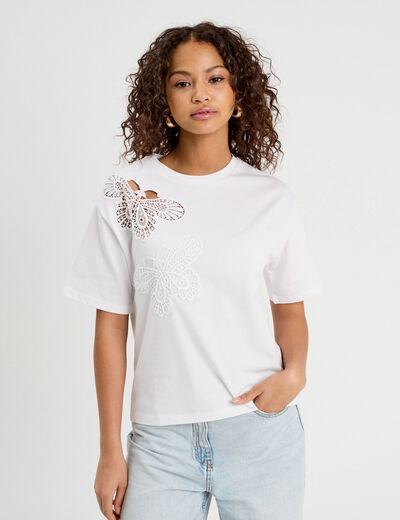 T-shirt manches courtes blanc femme