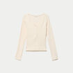 T-shirt c&ocirc;tel&eacute; ajust&eacute; manches longues ecru femme