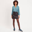 Jupe droite enduite denim noir enduit femme