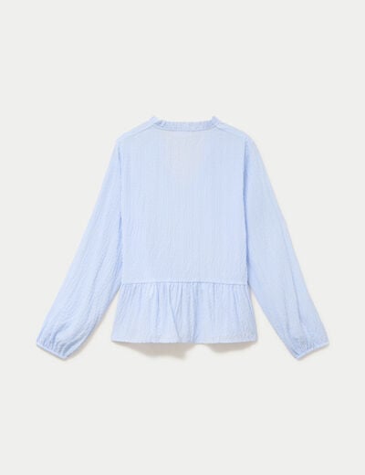 Blouse ample manches longues col v beige femme