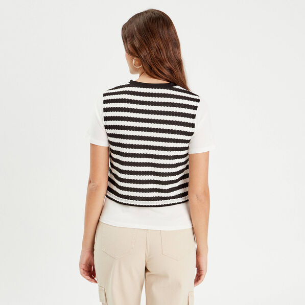 T-shirt 2-en-1 ecru femme