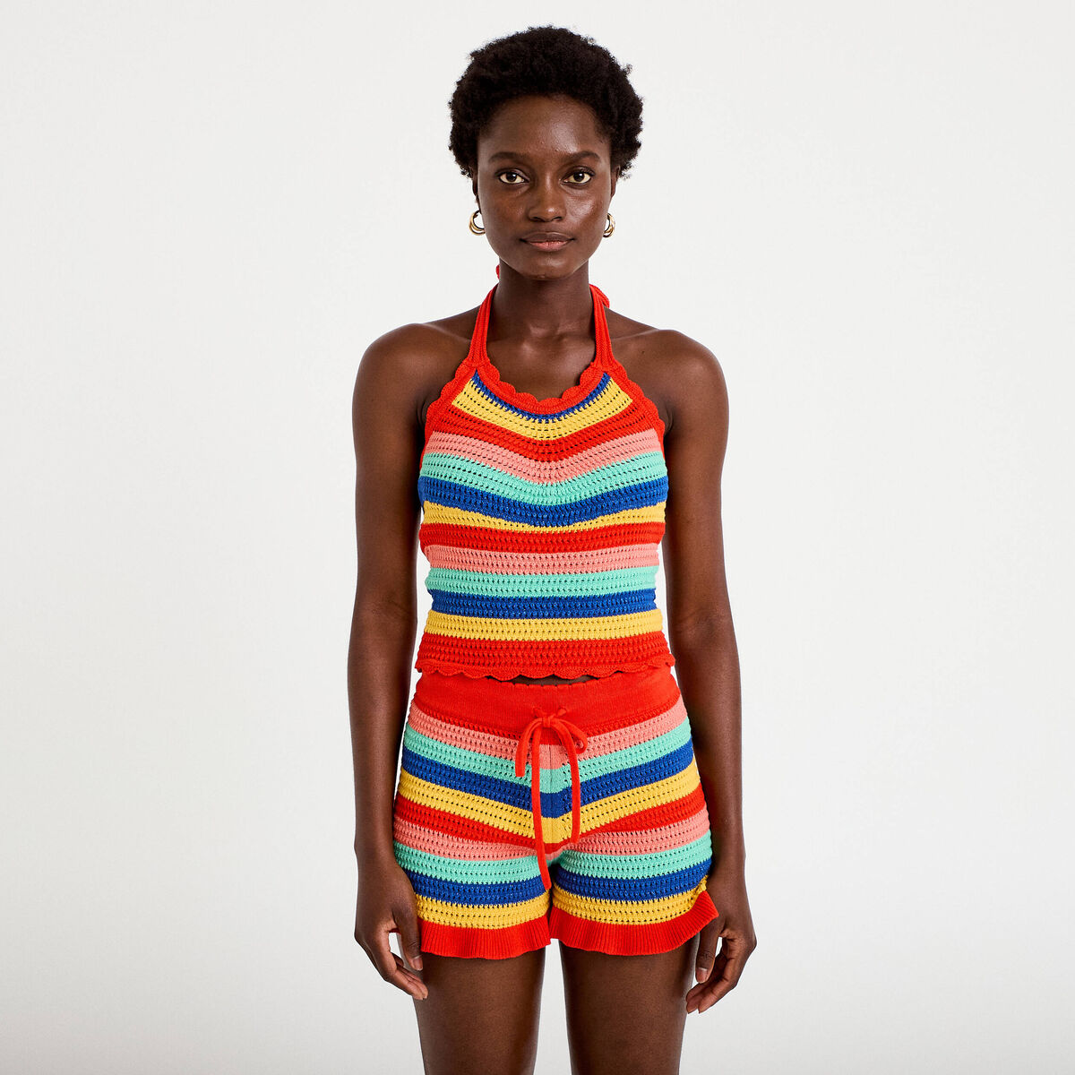 D&eacute;bardeur dos nu en crochet rouge femme