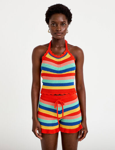 D&eacute;bardeur dos nu en crochet rouge femme