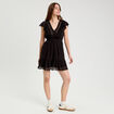 Robe évasée plumetis noir femme