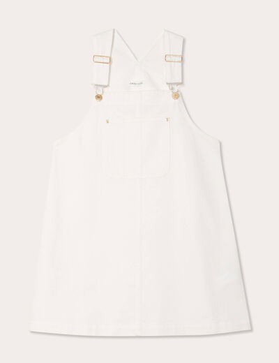 Robe salopette en jean blanc femme
