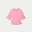 Pull col rond manches courtes rose clair femme