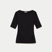 T-shirt ajust&eacute; manches courtes noir femme