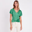 T-shirt manches courtes satiné vert femme